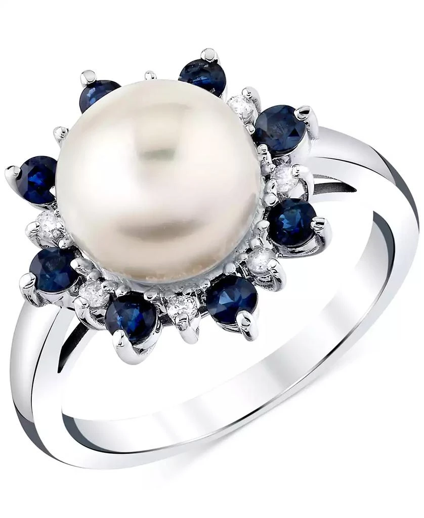 Macy
s Cultured Freshwater Pearl (9mm), Blue Sapphire (5/8 ct. t.w.)
Diamond Accent Ring in 10k White Gold