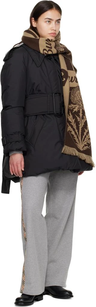 Burberry Brown Thistle Shield Wool Scarf 3