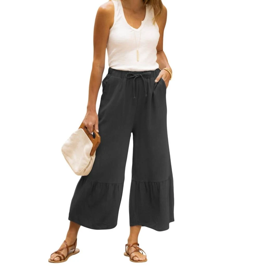 Amaryllis Amaryllis - Nichole Crop Tiered Wide Leg Pants 1