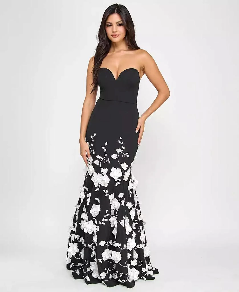 City Studios Juniors' 3D Floral-Appliqué Mermaid Gown, Created for Macy's 1