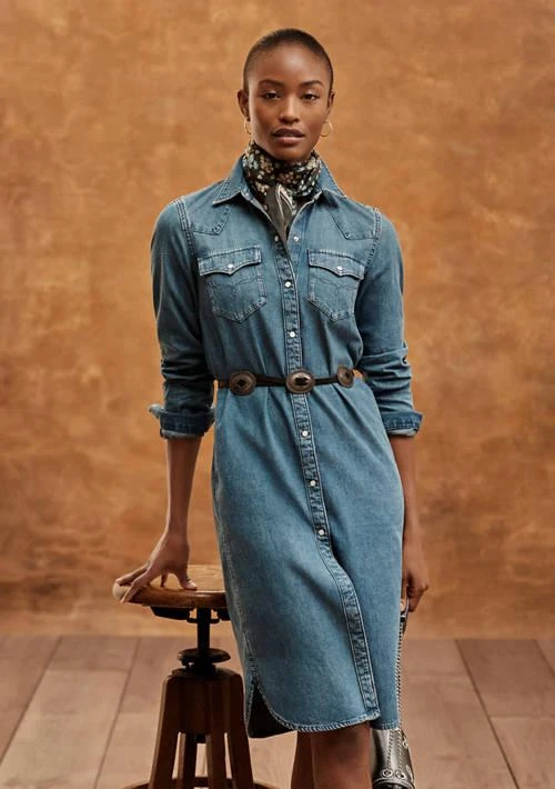 lauren denim shift dress Lauren Ralph Lauren Women's Denim Shift Dress, XS, Cotton