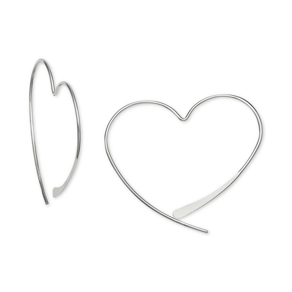 Giani Bernini Wire Heart Threader Earrings in Sterling Silver, Created for Macy's