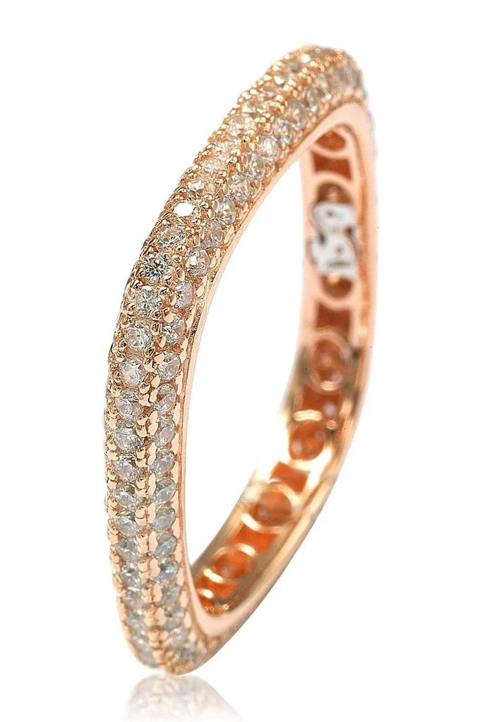 Suzy Levian 14K Rose Gold Plated Sterling Silver Square Stackable Eternity Band Ring 3