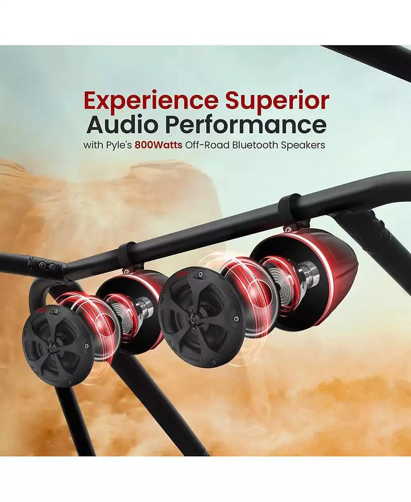 Pyle 4” Waterproof Off-Road Speakers, 800 Watt, RGB Lights, Remote Control (2 Pairs) 5