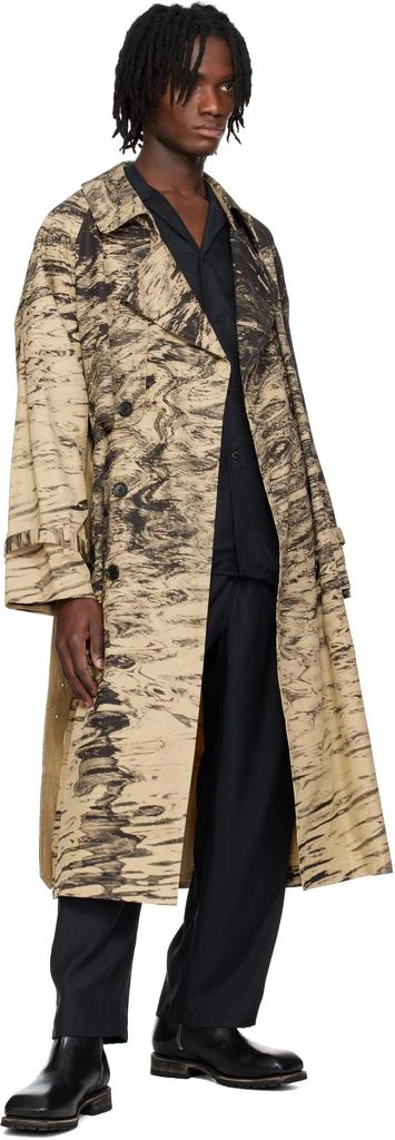 YOKE Beige Photo Printed Finx Trench Coat 4