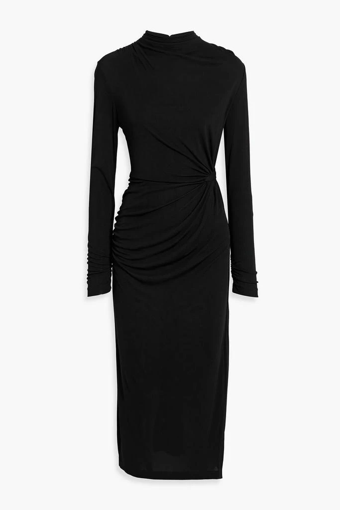 Diane von Furstenberg Sonja ruched crepe turtleneck midi dress