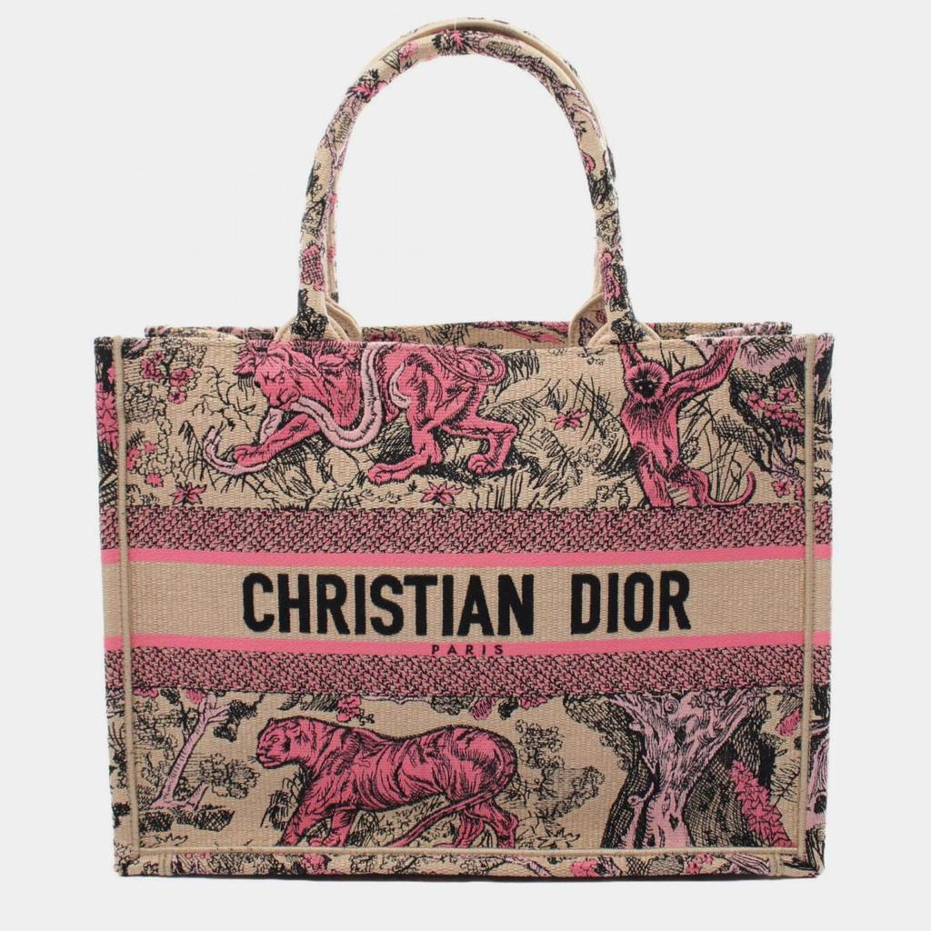Christian Dior Canvas Beige Pink Dioriviera Medium Toile de Jouy