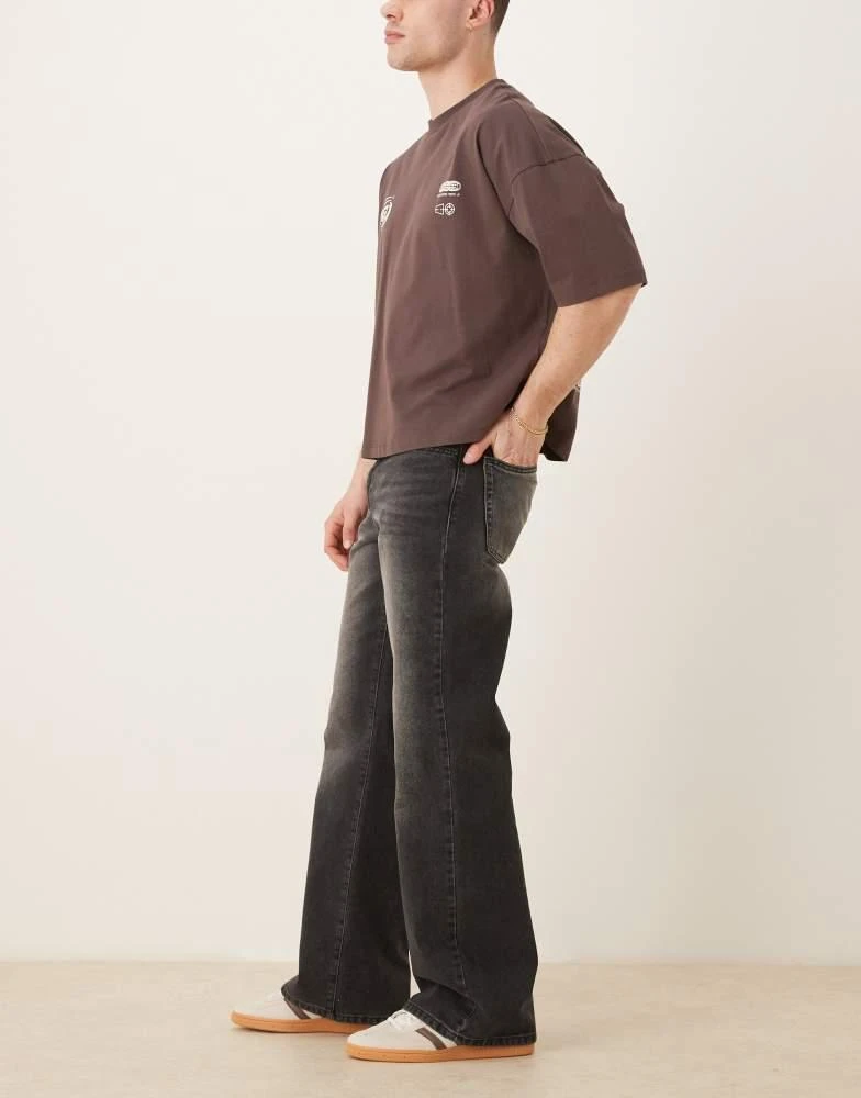 ASOS ASOS DESIGN wide flare jeans in vintage washed black 2
