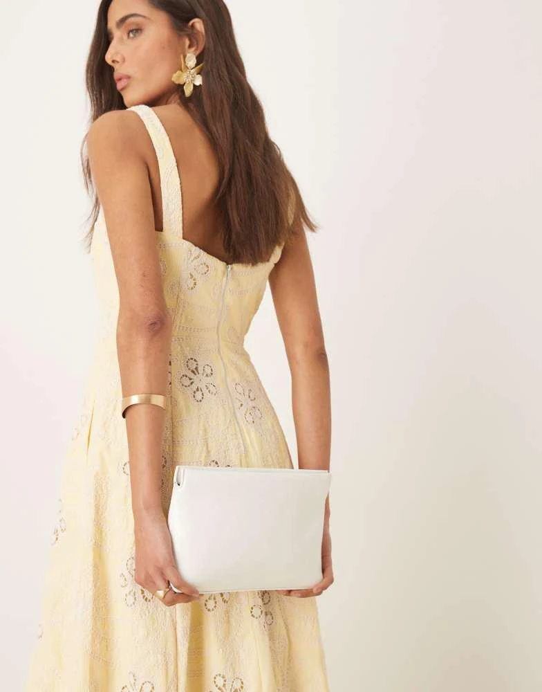 ASOS ASOS DESIGN zip top clutch bag white 1