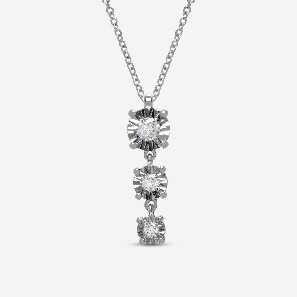 Bliss Bliss By Damiani Sole 18K White Gold, Graduating Diamond Pendant Necklace 20086462
