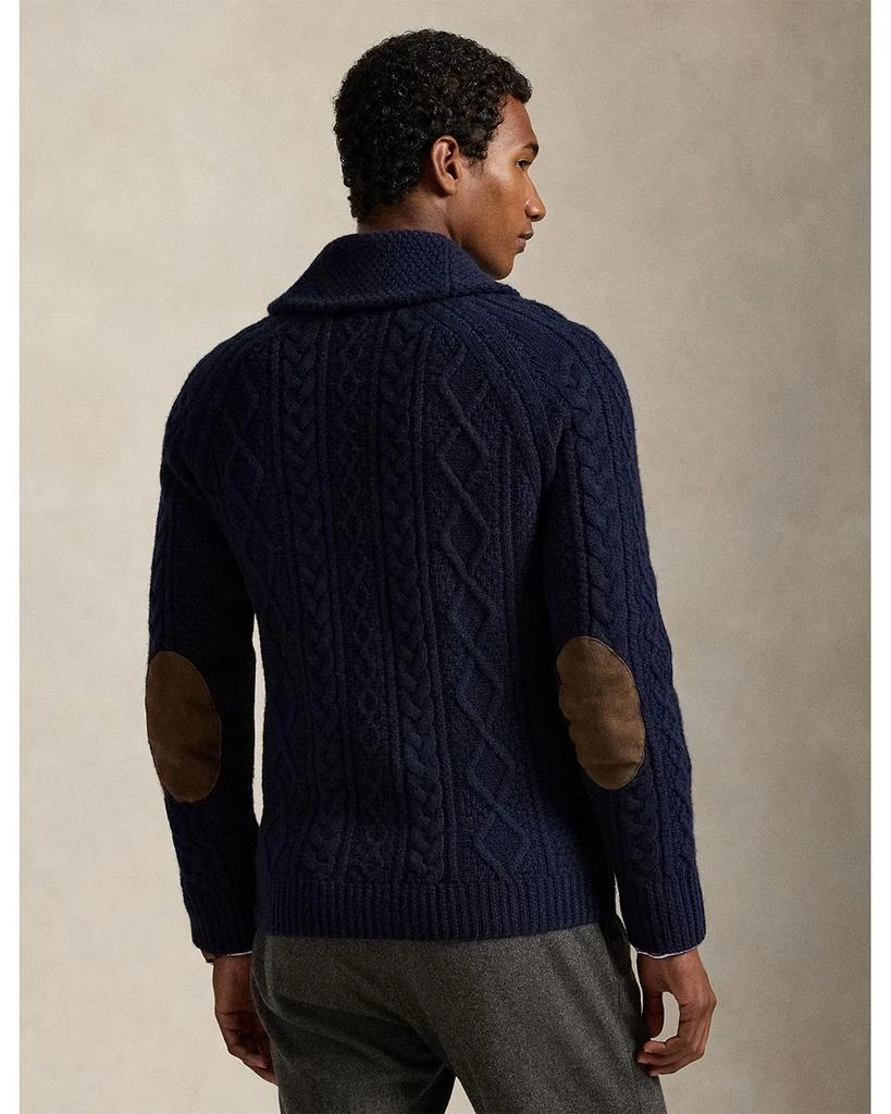 Ralph Lauren Suede Patch Wool Alpaca Cardigan 3