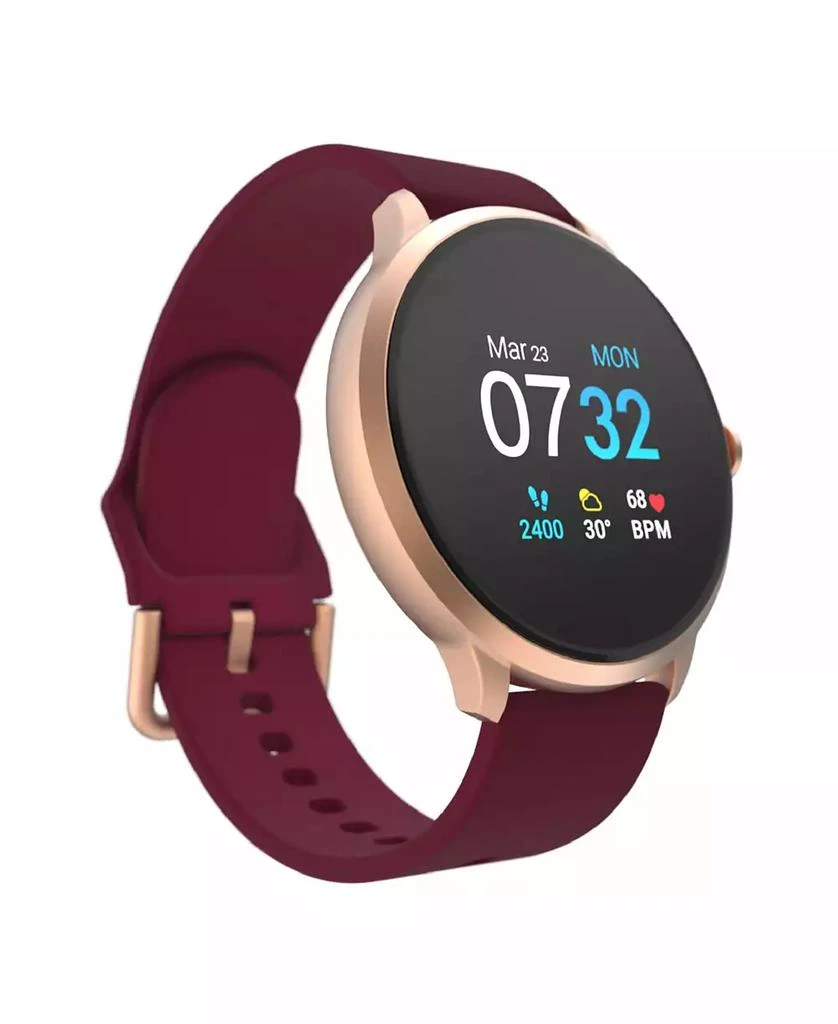 iTouch Sport 3 Women's Touchscreen Smartwatch: Rose Gold Case with Merlot Strap 45mm 1