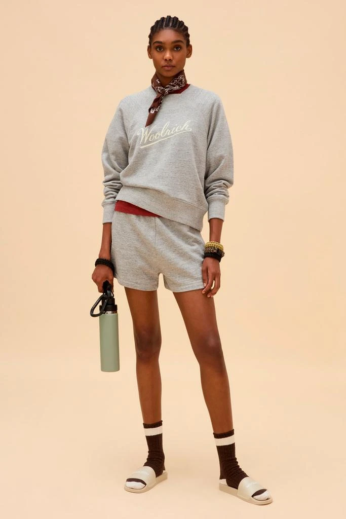 Woolrich Shorts in Pure Cotton Mouliné Fleece with Logo - Women - Gray 8