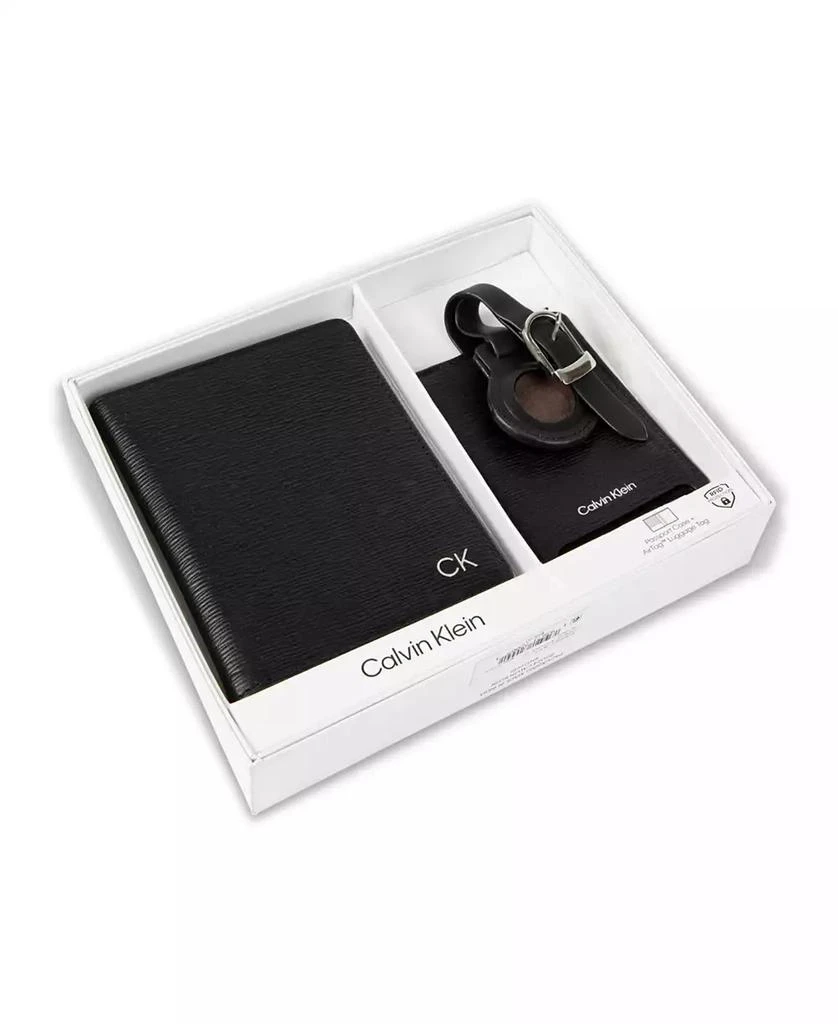 Calvin Klein Men's Leather Passport Wallet with Airtag Holder Luggage Tag, 2-Piece Set 8