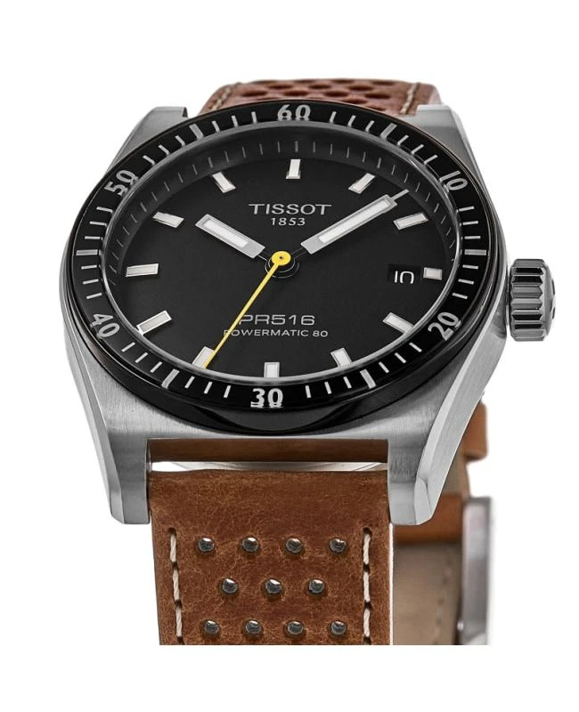 Tissot Tissot PR516 Powermatic 80 Automatic Black Dial Leather Strap Unisex Watch T149.407.16.051.00 2