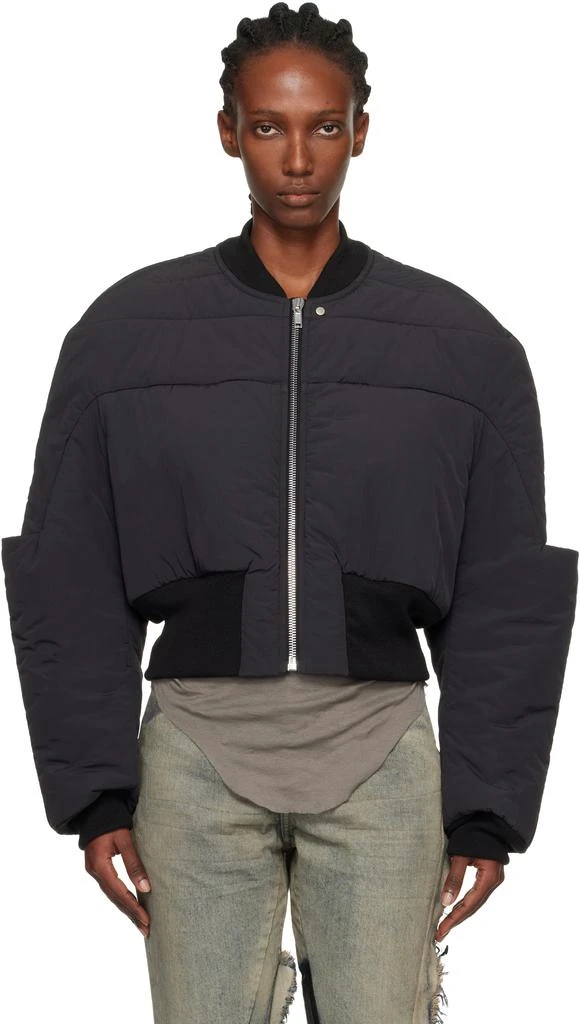 Rick Owens Black Concordians Girdered Cropped Bomber Down Jacket 1