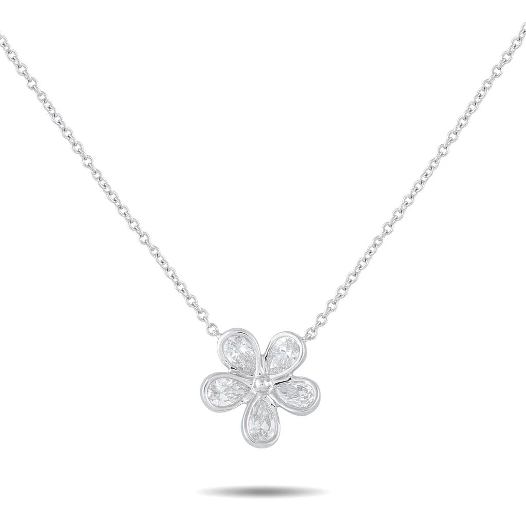 LB Exclusive 18K White Gold 1.25 ct Diamond Flower Necklace  ANK-19121