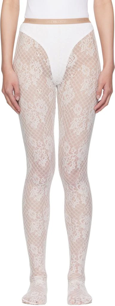 Valentino Off-White Rebrodé Lace Tights 1