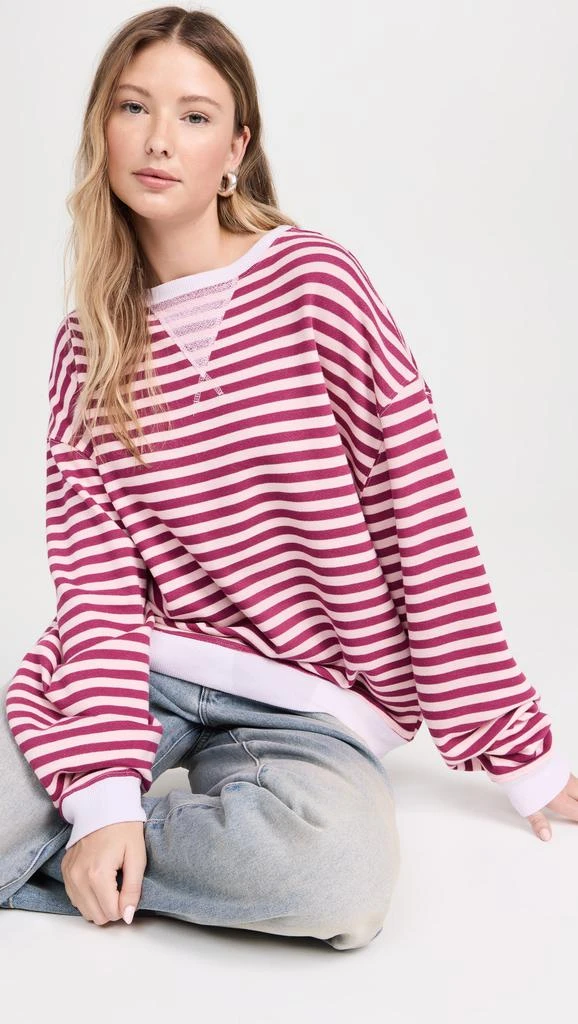 Free People Classic Striped Crew Sweatshirt 1