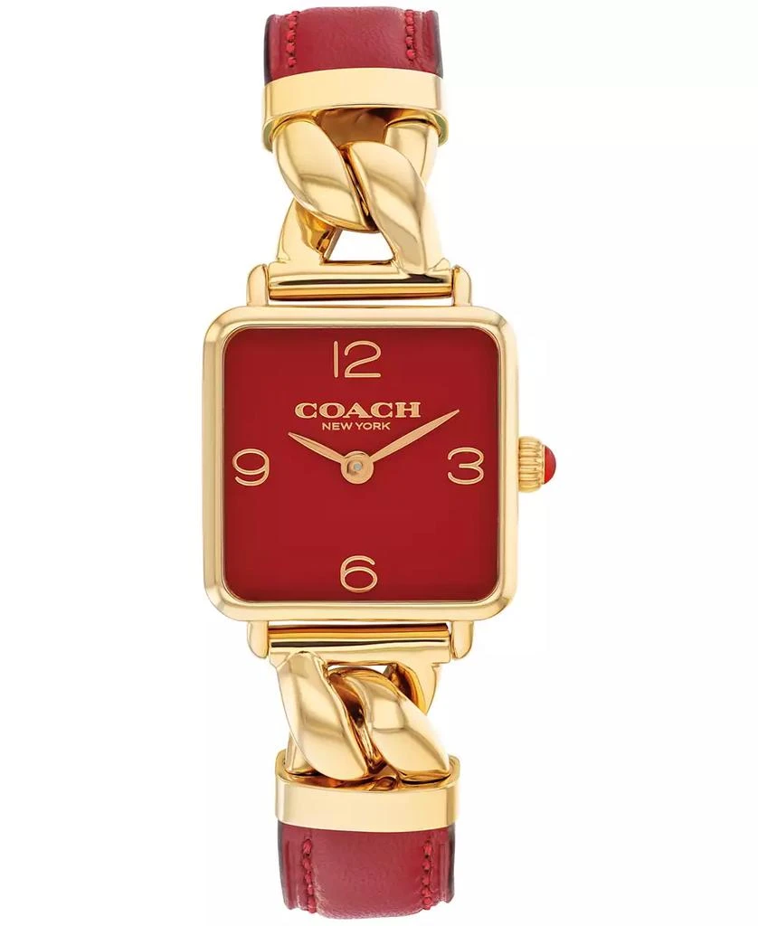 Coach Women's Cass Gold-Tone Stainless Steel and Red Leather Strap Watch, 22mm 1
