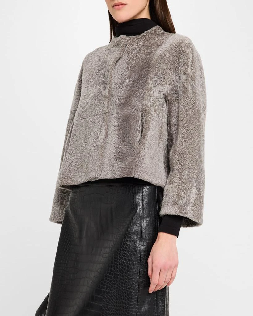 Gorski Reversible Collarless Shearling Lamb Jacket 4