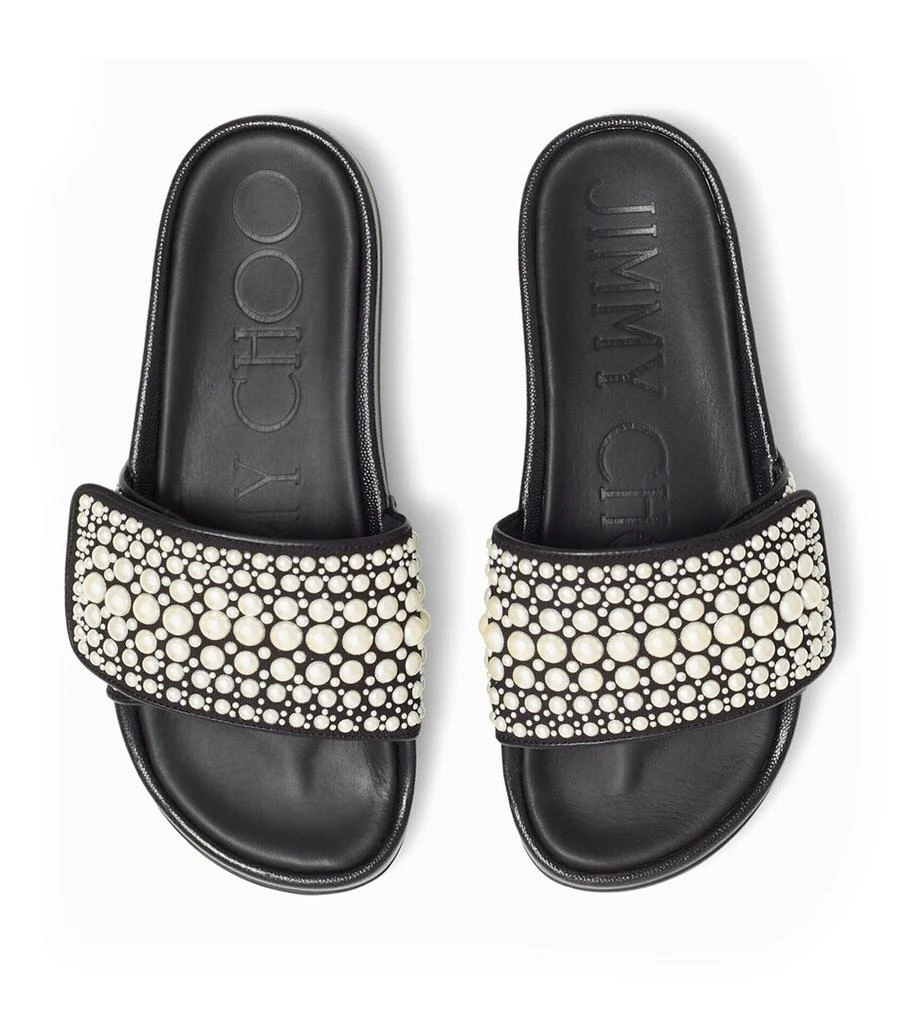 Jimmy Choo Fitz Embellished Canvas-Leather Slides 3