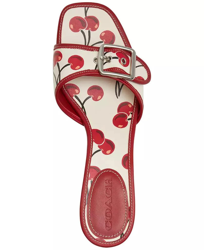 Coach Margot Cherry Print Leather Kitten Heel Sandals 4