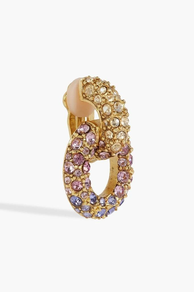 Oscar de la Renta Gold-tone crystal clip earrings 3