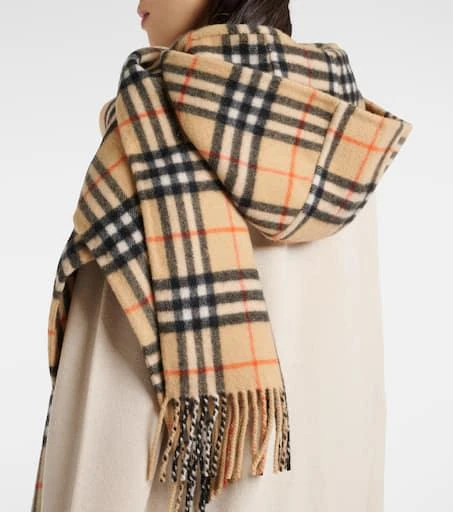 Burberry Burberry Check cashmere hooded scarf 3