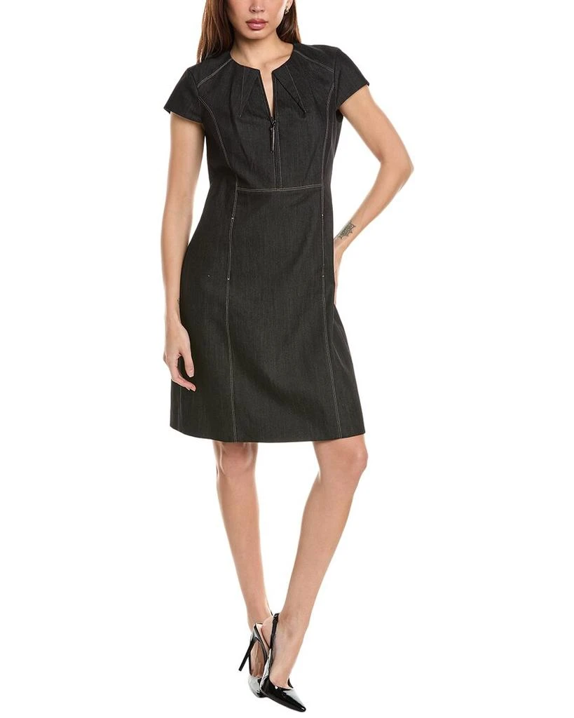 Tahari Denim Fit & Flare Zip Shift Dress 1