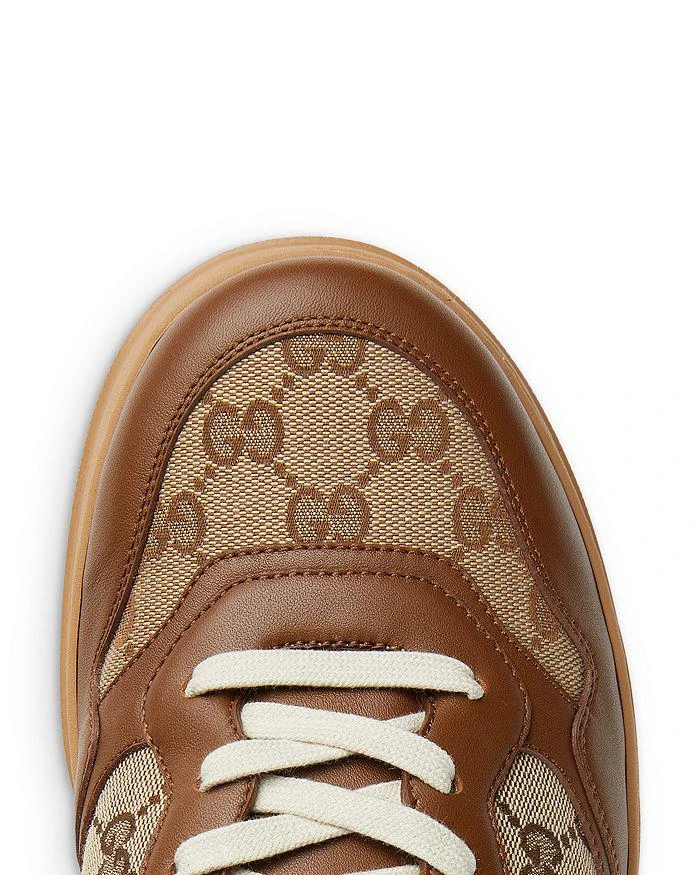 Gucci Men's Chunky B Lace Up Leather and Canvas Sneakers 2