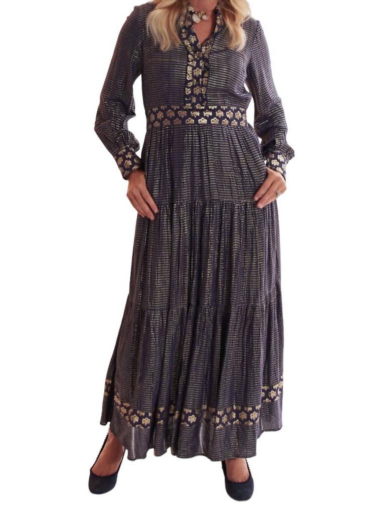 Ck Bradley Annabelle Maxi Dress In Navy Blue,gold
