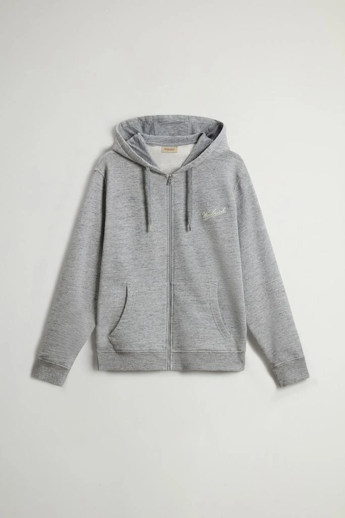 Woolrich Full-zip Hoodie in Pure Cotton Mouliné - Men - Gray 5