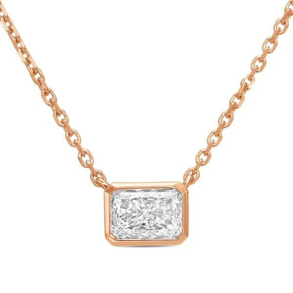 Diana M Jewels 14kt rose gold lab grown east west radiant cut bezel pendant weighing 9.00 ct