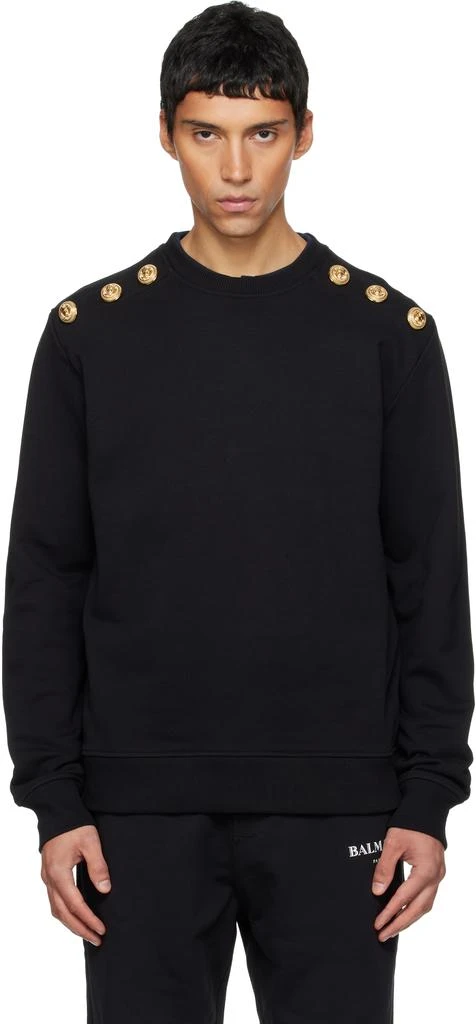 Balmain Black Chain Lion Buttons Sweatshirt 1