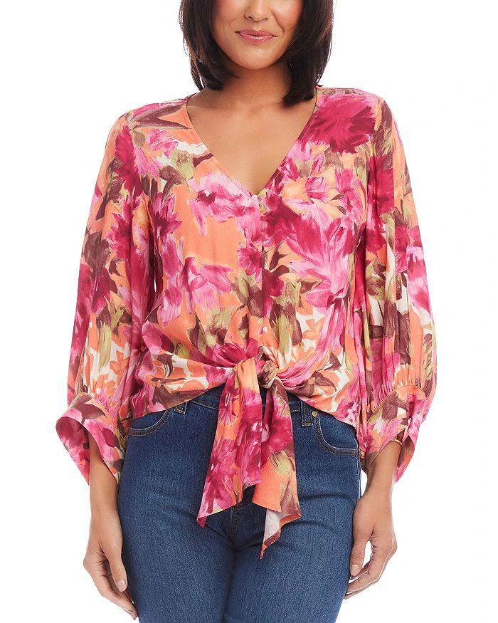 Karen Kane Blouson Sleeve Tie Front Top 1