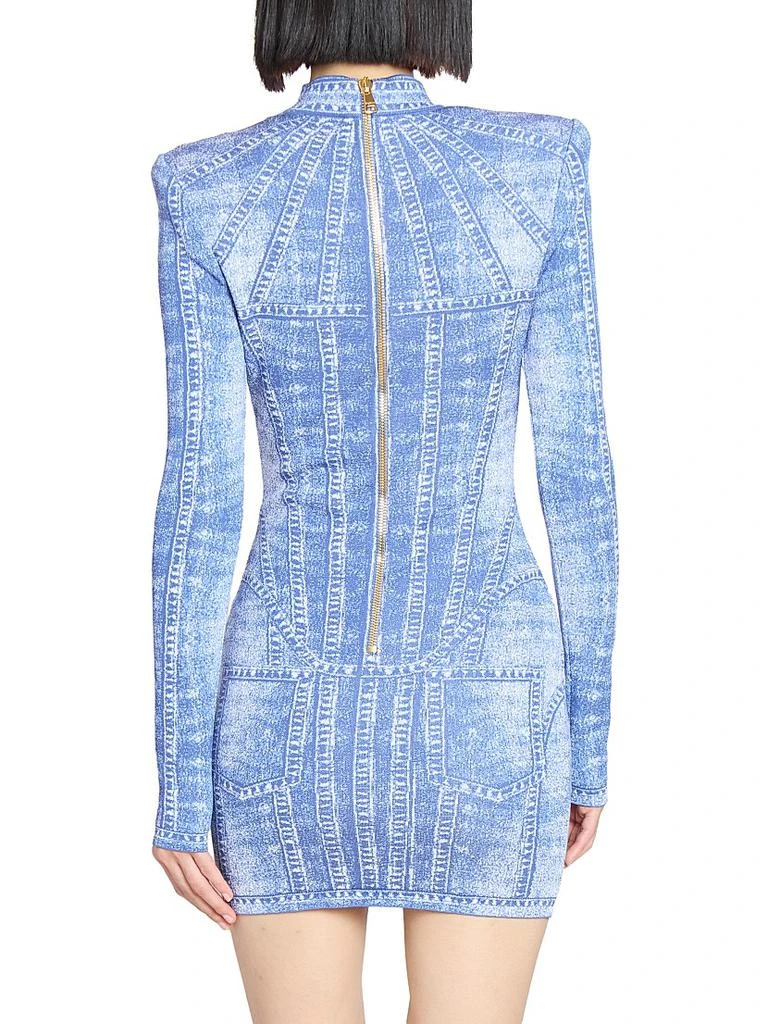 Balmain Denim Trompe L'oeil Long-Sleeve Body-Con Minidress 5