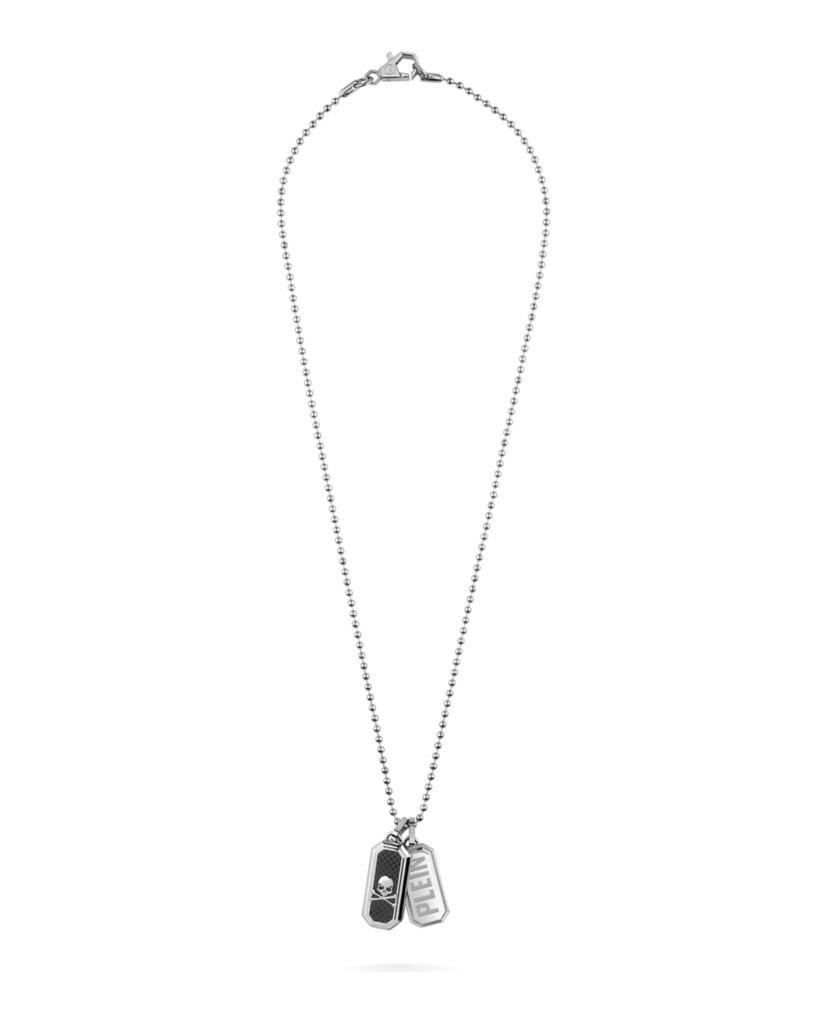 Philipp Plein Plein Double Tag Bead Chain Necklace