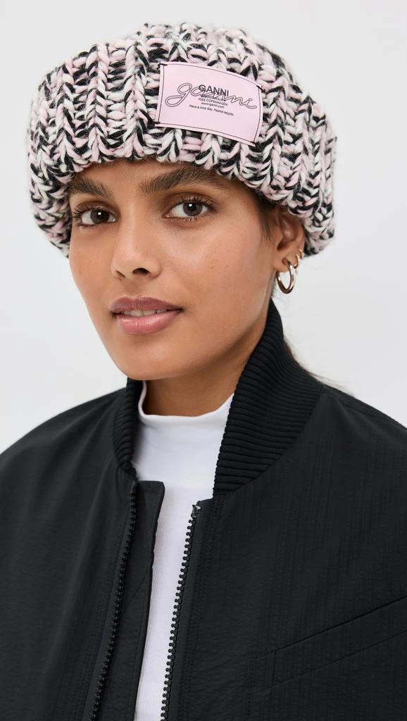 Ganni Graphic Wool Handknit Beanie 2