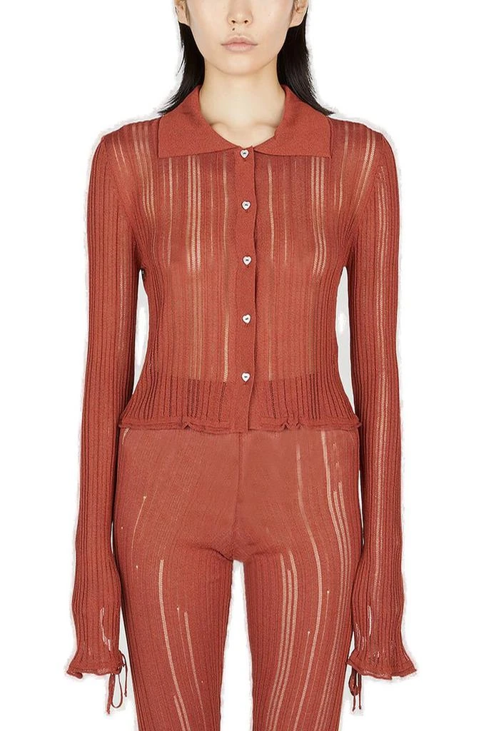 Marco Rambaldi Marco Rambaldi Semi-Sheer Ruffled-Hem Knitted Cardigan 1