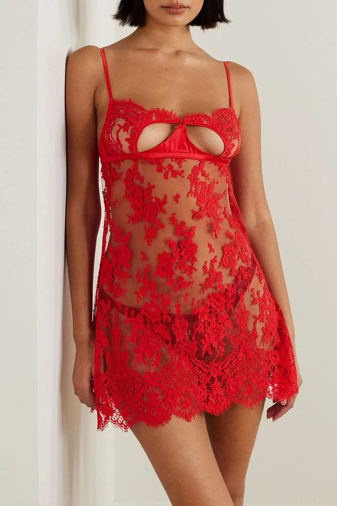COCO DE MER Marella satin-trimmed cutout Leavers lace chemise 2