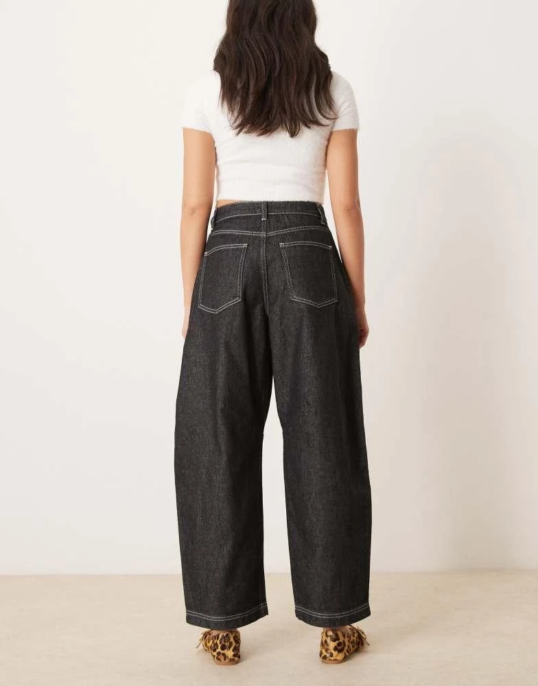 ASOS ASOS DESIGN cropped barrel leg jean with side panel in black 2