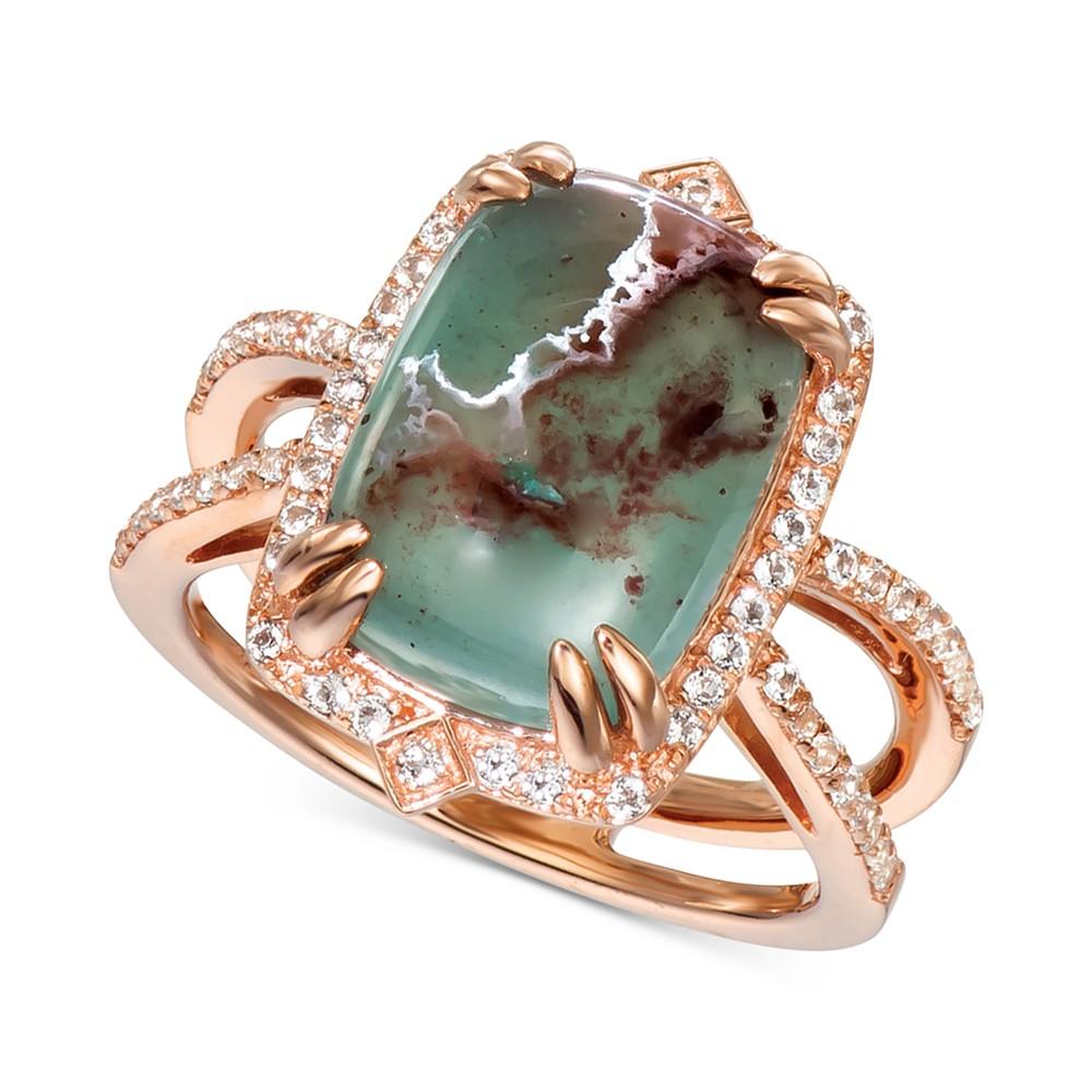 Le Vian Peacock Aquaprase (14 x 10mm) & Vanilla Topaz (1/3 ct. t.w.) Statement Ring in 14k Rose Gold