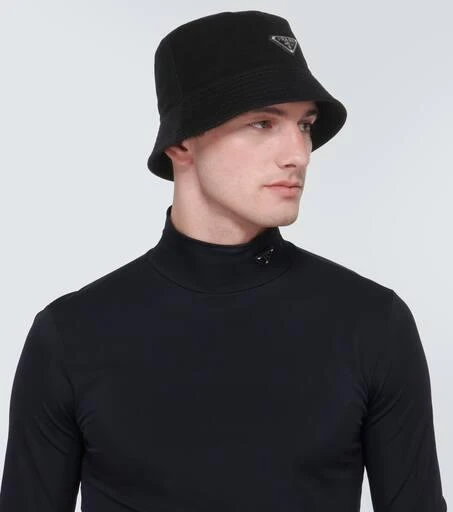 Prada Logo cotton corduroy bucket hat 3