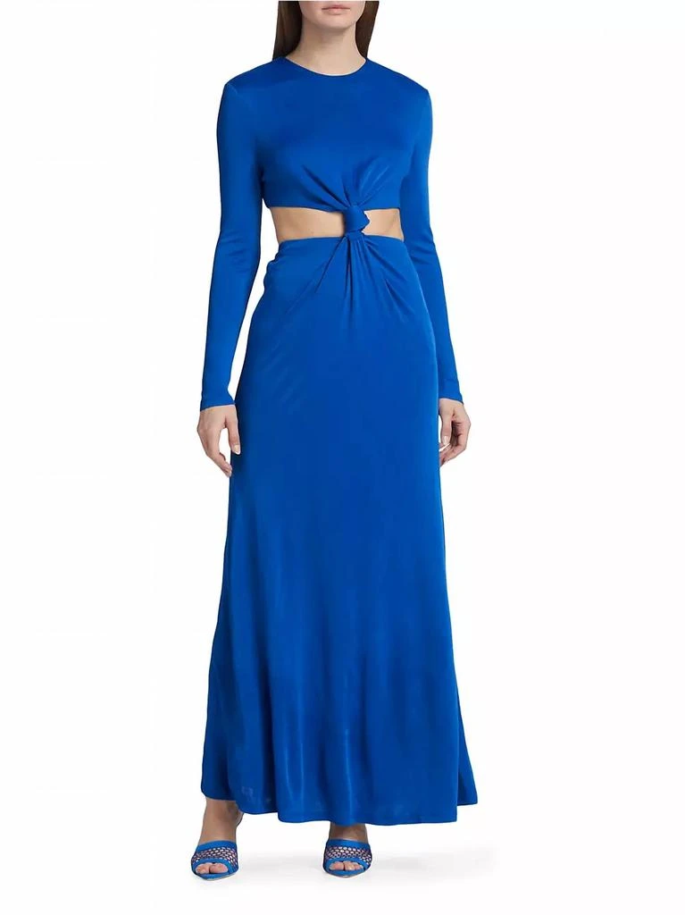 Farm Rio Women's Knot Cut Out Maxi Dress In Medium Blue 4