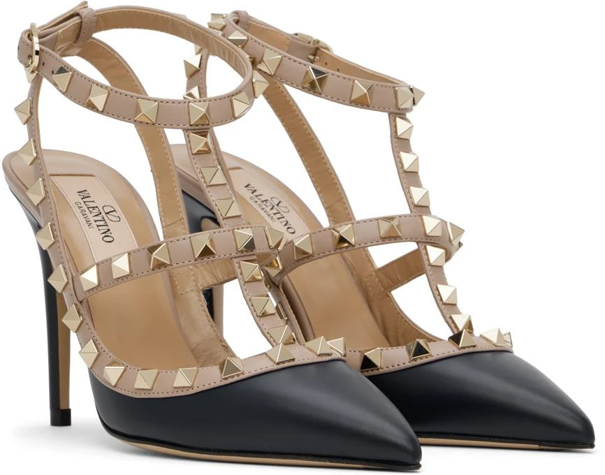 Valentino Taupe & Navy Rockstud Caged 100mm Heels 4