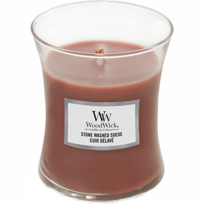 Woodwick WoodWick - Stone Washed Suede Medium Hourglass Jar Candle