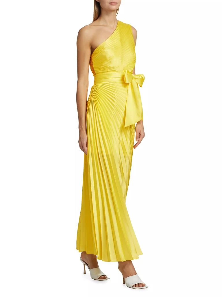 Milly Estelle Pleated Satin One-Shoulder Dress 3