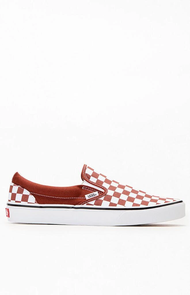Vans Brown Checkerboard Slip-On Shoes 1