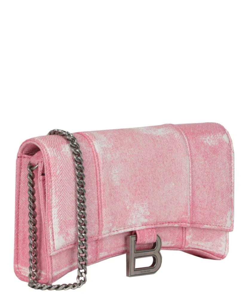 Balenciaga Denim Print Hourglass Wallet On A Chain 2